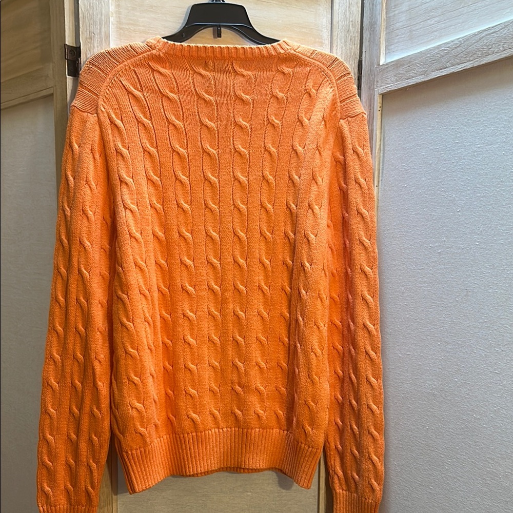 Polo by Ralph Lauren Men's Orange Cable Knit Crewneck Sweater - Picture 3 of 3